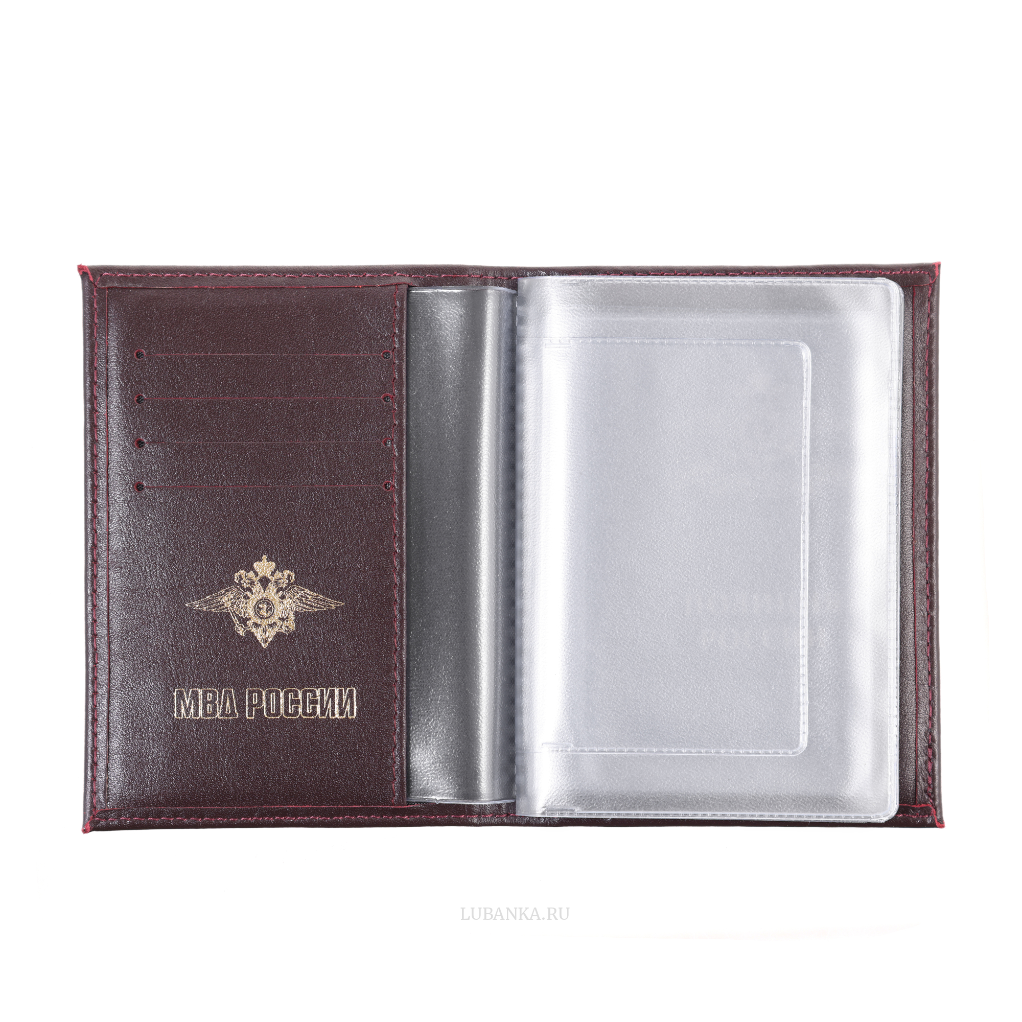 Обложка для автодокументов Полиция с картхолдером бордовая