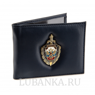 Обложка для удостоверения МВД с жетоном узкая пухлая темно синяя