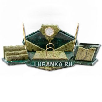 Настольный набор для руководителя «Часы» из камня